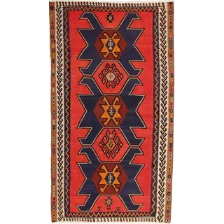 Orientteppich Perser Kelim Fars Azerbaijan Antik 284x163 Handgewebt Orientteppich, Höhe: 0.4 mm beige|blau