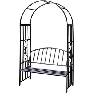 Famanu Pergola mit integrierter Bank - Rosenbogen - Schwarz