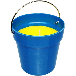 alles-meine.de GmbH 4 Stück Citronella Kerzen im Eimer - Aroma Duftkerze - Zitronen Duft - blau - 8 cm hoch - Glas Topf - Bodenkerze - Tischkerze - Tischdeko/Gartenkerzen Zit..