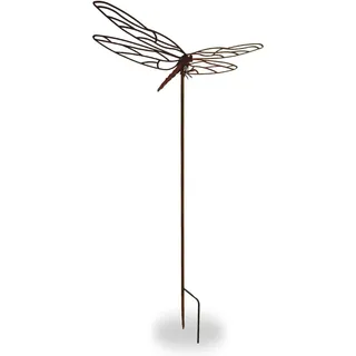 Terma Gartenstecker Libelle XXL – Rostfigur für den Garten, Deko-Stecker mit 70 cm Spannweite und 130 cm Höhe, Wunderschöne Metall-Gartendeko im rustikalen Look
