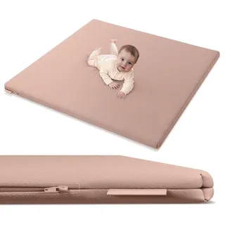 COMOMY Krabbelmatte Baby, 127x127x3 cm Krabbeldecke für Baby, Extra Dicke und Weiche Schaum Spielmatte Baby Kinder (Pink) - Rosa