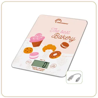 LITTLE BALANCE Bakery 8717 Slim Bakery USB-R Küchenwaage ohne Batterie, wiederaufladbar, USB, reparierbar, 5 kg, Bakery