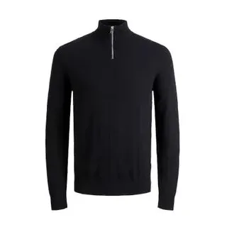 Jack & Jones Herren Stehkragen Pullover JJEEMIL Schwarz 12189339 L