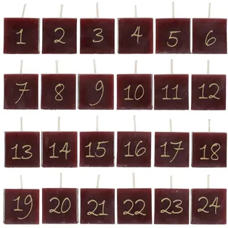 Chic Antique Adventskalender Kerzen 24 Stück, H3,5/L3,5/B3,5 cm antique cherry
