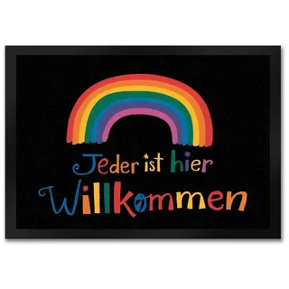 speecheese Fußmatte Jeder ist hier Wilkommen Regenbogen Fußmatte in 35x50 cm 35 cm