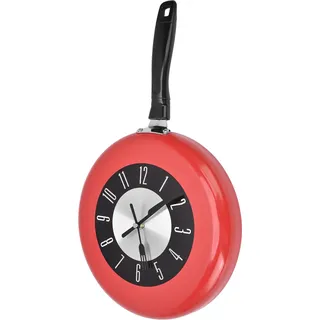 Skandinavische Design-wanduhr Aus Metall Für Die Küche, Im Stil Einer Bratpfanne, Moderne Restaurantuhr, Rote Farbe (batterien Nicht Enthalten)