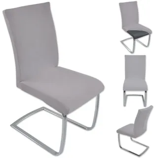 Nurtextil24 Stuhlhussen 6 er Pack Schwingstühle Stretch Stuhlbezug Dehnbar Stuhlüberzug Spannbezug elastisch Husse Überzug Grau