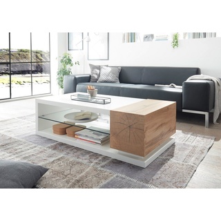 MCA furniture Couchtisch Couchtisch Manisa, Glas / MDF, 120x60, Eiche / weiß (no-Set) weiß