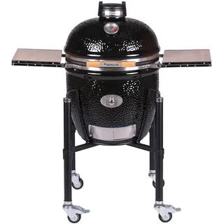 Holzkohlegrill Ø 44 cm Monolith CLASSIC 2.0 Schwarz mit Trolley und Ablagen
