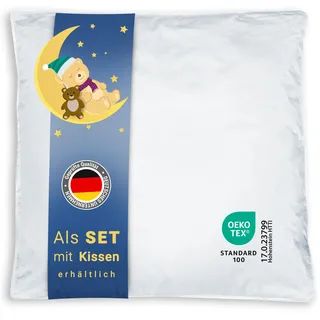 ZOLLNER Kinder & Kleinkinder Premium Daunenbettdecke aus 90% Daunen und 10% Federn - Bezug aus hochwertiger Baumwolle - Made in Germany - waschbar bis 60°C - 80x80cm - für Kinder bis 2 Jahre