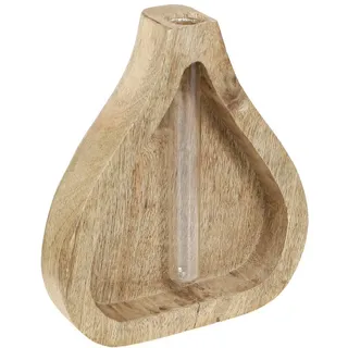Viana Tischvase Minivase Glas Reagenzglas Holz Deko Klar 17cm 2er Set