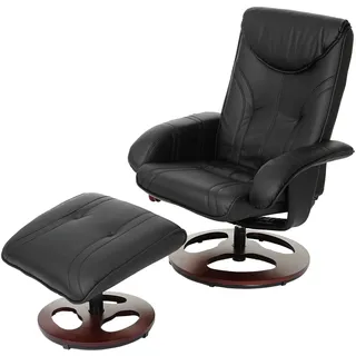 Mendler Relaxsessel HWC-C46 Kunstleder 77 x 105 x 0 cm Schwarz mit Hocker