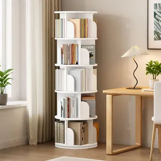 uyoyous Bücherregal, 360 Grad drehbar, Bücherregal aus Holz, 5 Ebenen