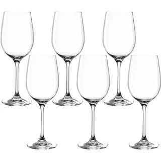 Leonardo Ciao+ Weißwein-Gläser 6er Set, Weißwein-Kelche mit gezogenem Stiel, spülmaschinenfeste Wein-Gläser, Höhe 21,5 cm, 370 ml, 061447