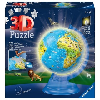 Ravensburger 3D-Puzzle »180 Teile Ravensburger 3D Puzzle Ball Kinder Globus mit Licht 11274«, 108 Puzzleteile
