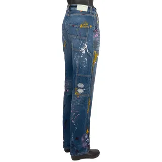 OFF-WHITE Virgil Abloh Bemalte Vintage Carpenter Jeans Hose mit Logo Blau 32 M