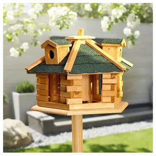 Melko Vogelhaus Vogelfutterhaus Vogelhäuschen Vogelvilla 48 CM Futtersilo Futterhaus, inkl. Futtersilo braun