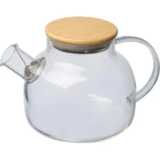 Teekanne / aus Glas mit Bambusdeckel und Ausgießsieb / 1.000 ml