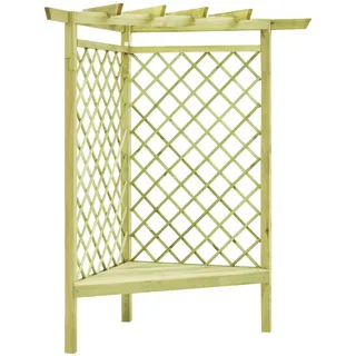Eckpergola mit Bank 130x130x197 cm Kiefernholz Imprägniert