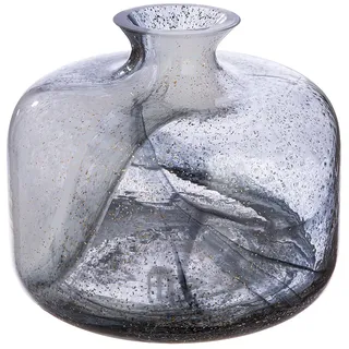 Gilde Kragenvase Fumo - Glas - schwarz-weiß - Höhe 18,5cm x Ø 22 cm - Dekovase