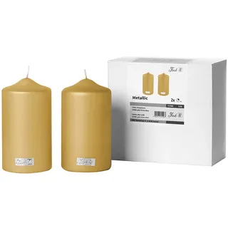Stumpenkerze FINK "CANDLE", gold (goldfarben), H:15cm Ø:8cm, Kerzen