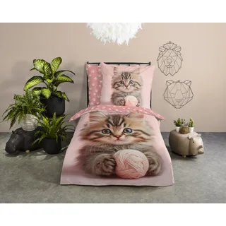 Good Morning Chat Katze Rosa 135 x 200 cm + 2 x 80 x 80 cm