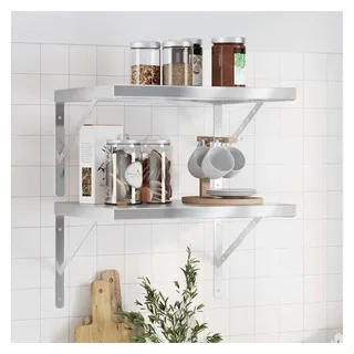 vidaXL Wandregale 2 Stk. 50x40x3 cm Silbern Edelstahl