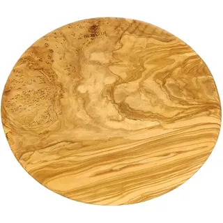 Bérard Olivenholz Schneidbrett rund | robust und langlebig | Schneidebrett Holz mit einzigartiger Maserung | Servierbrett Holz resistent gegen Gerüche und Flecken | Ø 23 x 0,7 cm