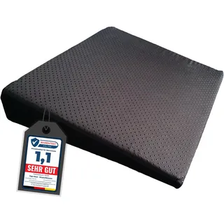Tiga-Med Sitzkeilkissen Anti-Rutsch – extra fest & formstabil, Abnehmbarer waschbarer Baumwollbezug, ergonomische Sitzerhöhung 37×33 cm (7–1 cm) für Bürostuhl & Auto (Schwarz)