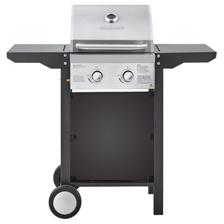 HEINRICHS Gasgrill, Grillwagen, 2Flächen Brenner aus Edelstahl, Balkon-Grill auf 2 Rädern, Outdoor-Grill, BBQ-Grill, Seitenablage klappbar, stufenlose Temperatursteuerung, Temperaturanzeige Heinrich ́s