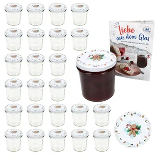 MamboCat 25er Set Sturzglas 350 ml mit Twist-Off-Deckel Candyman eisblau I Einmachgläser + to 82 Deckel + GRATIS Heft I Vorratsgläser einkochen & konservieren