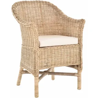 Krines Home Relaxsessel Rattansessel Esszimmersessel echtes Rattan Rattanstuhl mit Armlehnen, Mit Armlehnen grau