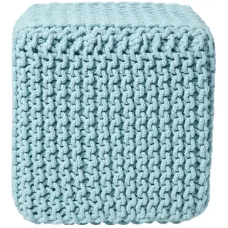 Homescapes Strick-Pouf, Hellblau, Textil, Uni, Quadratisch, 35x35x35 cm, Wohnzimmer, Hocker, Sitzwürfel