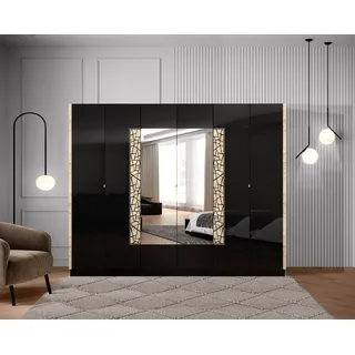Interdesign24 Schlafzimmer-Set Stella, (6-Teilig, in Schwarz/Gold Hochglanz), Made in Italy