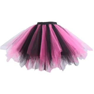 Karnevalskostüme Damen bergröße Tüllrock Rock Tütü(MEHRWEG), Schwarz Rosa, XL/XXL/XXXL - XL-3XL