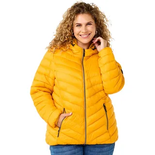Zizzi Damen Plus Size Jacke mit Kapuze Taschen Gesteppt Größe Gr S Golden Orange Plus Size Damen Kleidung - 42-44 Große Größen