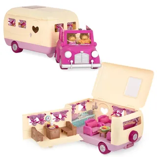 Li’l Woodzeez Happy Camper – rosa Wohnmobil-Spielset mit Auto