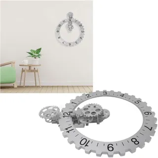 Mechanische 3d-wanduhr – Drehzifferblatt Aus Edelstahl 304 – Große Art-déco-uhr Mit Beweglichen Zahnrädern, Silber