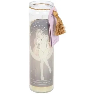 Selene Goddess Stumpenkerze mit Amethyst-Kristallen, Duftkerze, 100% Wachs