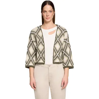Cartoon Strickjacke mit Jacquard Khaki 40