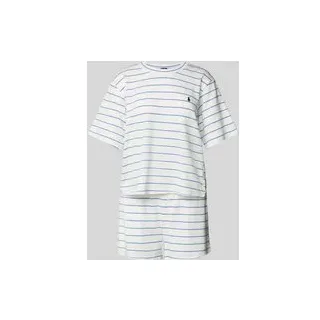Pyjama mit Logo-Stitching und elastischem Logo-Bund, Offwhite, M