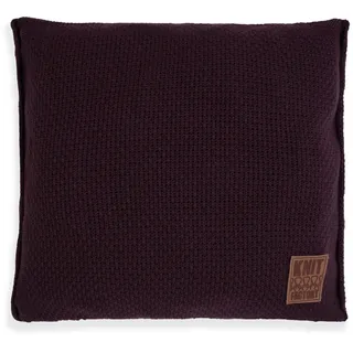 KNIT FACTORY - Jesse Kissen - Aubergine - 50x50 cm | Sofakissen mit Füllung und Bezug - Couchkissen - Zierkissen - Gestrickter Dekokissen - Zeitloses Design