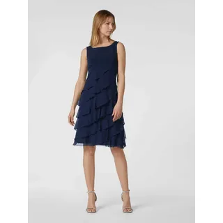 Cocktailkleid aus Chiffon im Stufen-Look, Dunkelblau, 42