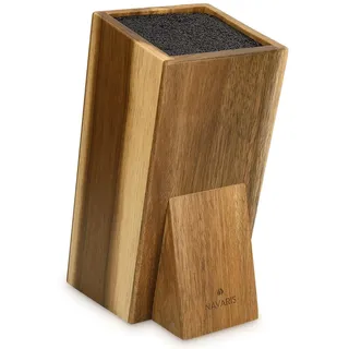 Navaris Universal Messerblock aus Holz - Messerblock Ohne Messer Akazienholz - Messerhalter mit Borsteneinsatz - Messer Block leer - Messerständer - Knife Block