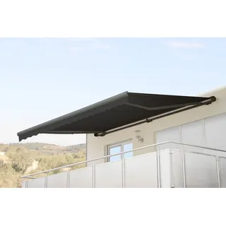 MCW Kassettenmarkise H122-4x3-V Elektrische Kassetten-Markise, Markise von 0° bis 22° einstellbar grau