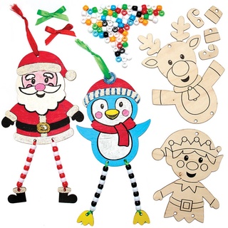 Weihnachtsfiguren mit Baumelbeinen Bastelsets aus Holz (5 Stück) Bastelaktivitäten zu Weihnachten