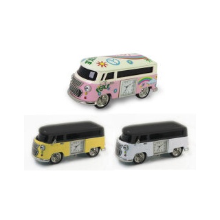 Designer Tischuhr Camper Bus aus Metall
