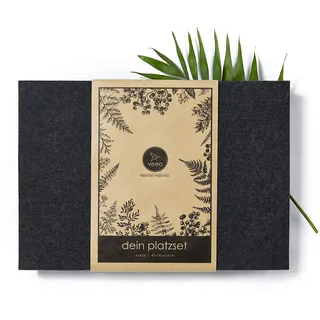 Veeo Design Filz Platzset 4 Stück | Hochwertige Platzmatten Anthrazit Grau 30x43 cm | Edles Tischset Abwaschbar | Tischuntersetzer Eckig