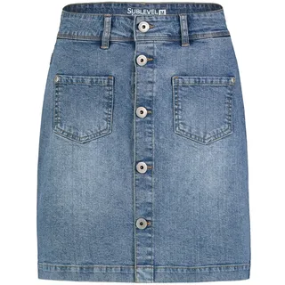 Sublevel Damen Mini Jeans Rock LSL-493 kurzer Damenrock sichtbare Knopfleiste - M