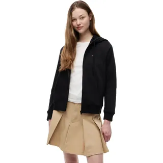 Tommy Jeans Damen Hoodie mit Reißverschluss und Kapuze, Schwarz (Black), L - L